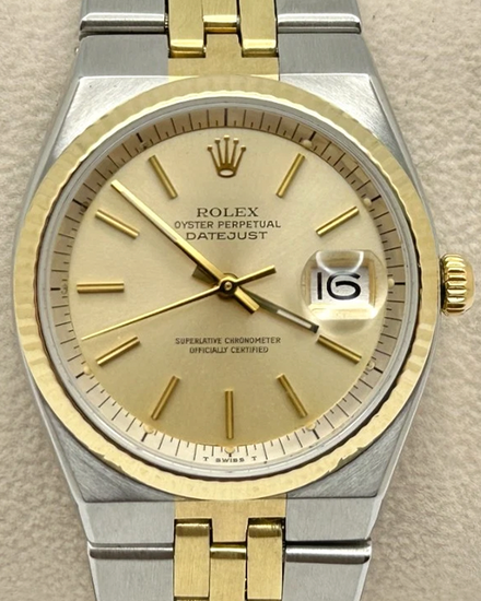 1975 (4.09 Mill Serial) Rolex Datejust "Rare Bird" 36MM Champagne Dial Two-Tone Jubilee Bracelet (1630)