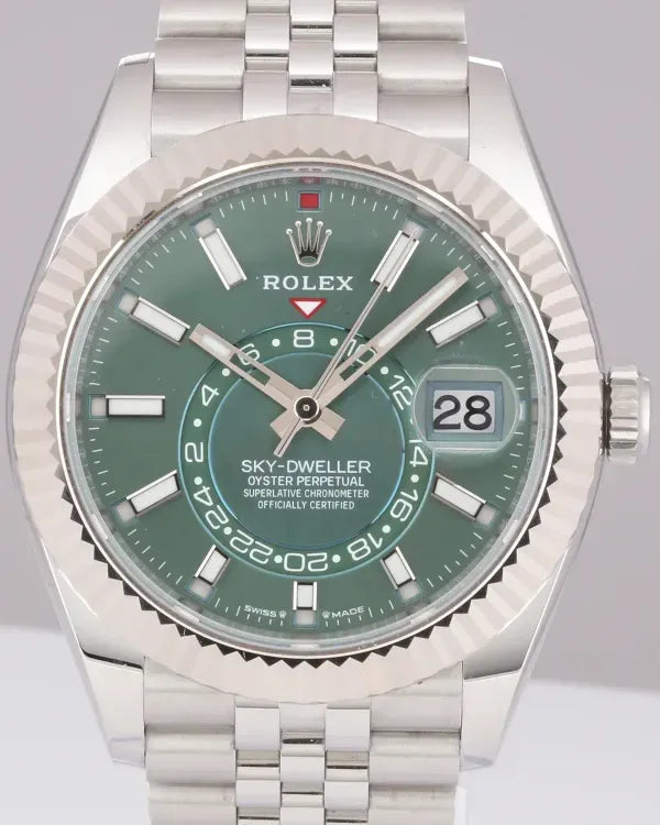 No Reserve - 2023 Rolex Sky-Dweller 42MM Green Dial Jubilee Bracelet (336934)