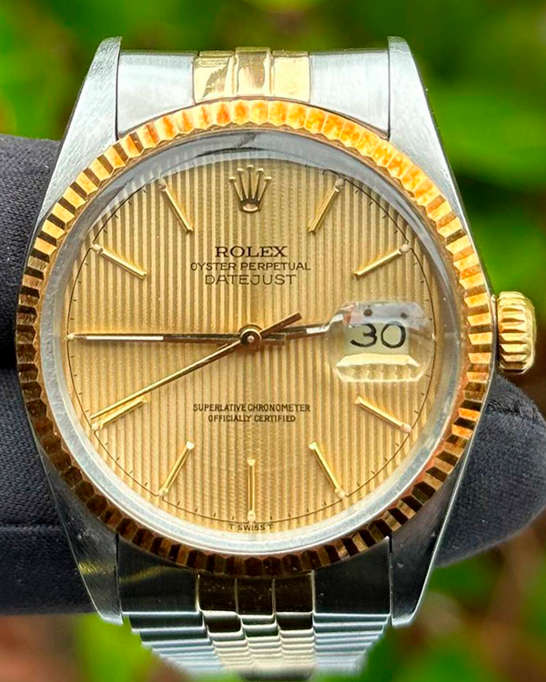 1983 (8.04 Mill. Serial) Rolex Datejust 36MM Champagne "Tapestry" Dial Two-Tone Jubilee Bracelet (16013)