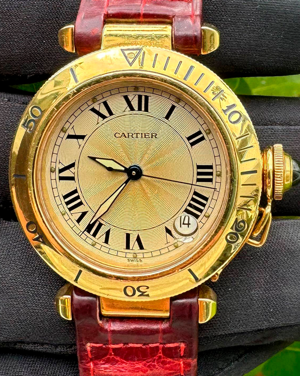 Cartier Pasha De Cartier 35MM Champagne Dial Leather Strap (1035)