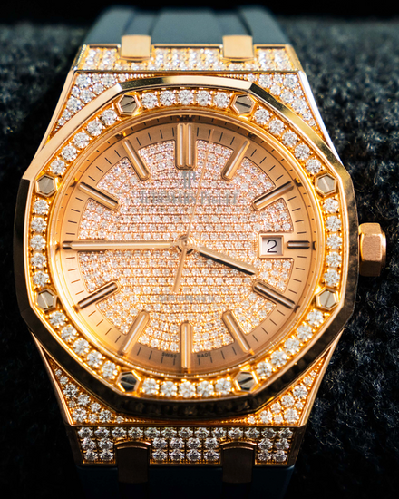 2014 Audemars Piguet Royal Oak 41MM Diamond Pavé Dial Rubber Strap (15402OR.ZZ.D003CR.01)