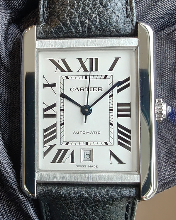 2018 Cartier Tank Solo XL 31MM Silver Dial Leather Strap (WSTA0029)