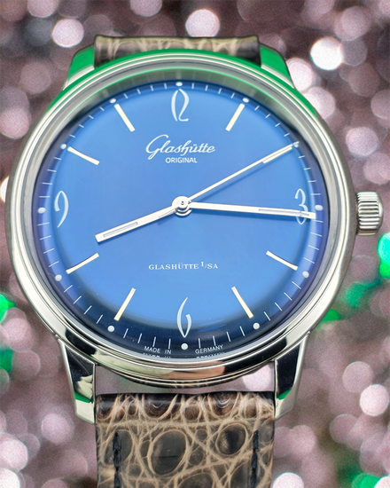 Glashütte Original Sixties 39MM Blue Dial Leather Strap (1-39-52-06-02-04)