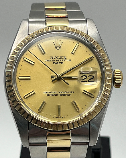1980 Rolex Oyster Perpetual Date 34MM Champagne Dial Two-Tone Oyster Bracelet (1505)