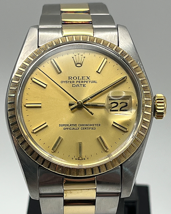 1980 Rolex Oyster Perpetual Date 34MM Champagne Dial Two-Tone Oyster Bracelet (1505)