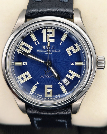 Ball Trainmaster 38MM Blue Dial Leather Strap (NM1038D-LEA-BE)