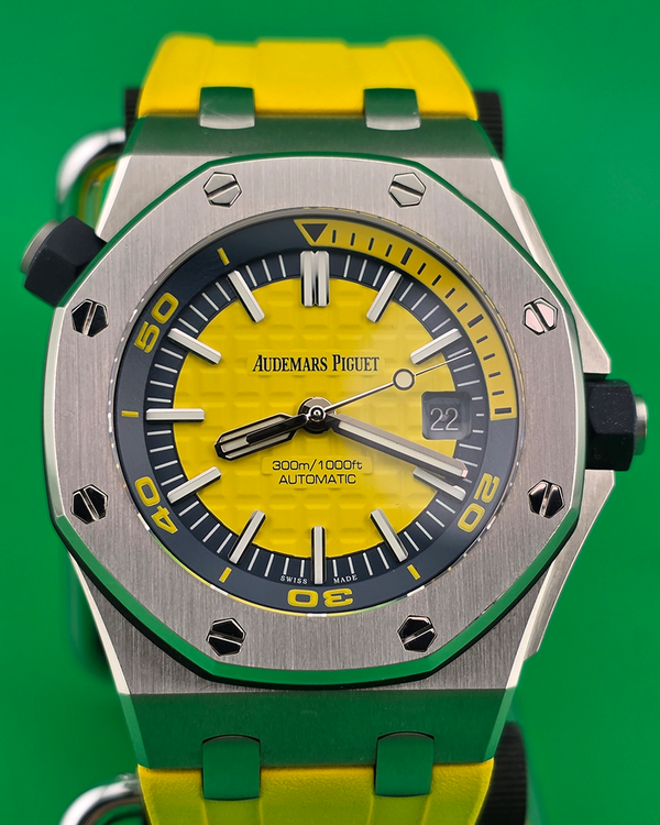 2017 Audemars Piguet Royal Oak Offshore Diver 42MM Yellow Dial Rubber Strap (15710ST.OO.A051CA.01)
