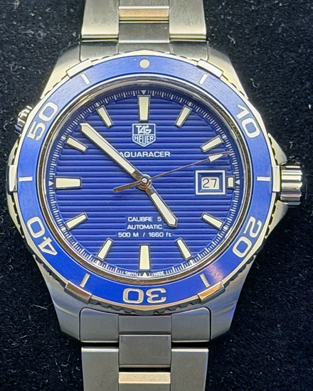 No Reserve - Tag Heuer Aquaracer 500M 41MM Blue Dial Steel Bracelet (WAK2111)