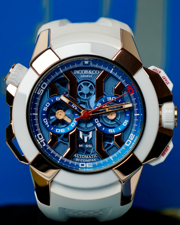 Jacob & Co. Epic X Chrono "Messi" L. E. 47MM Skeleton Dial Rubber Strap (EC313.42.PE.AA.A)