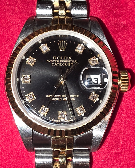 2004 Rolex Lady-Datejust 26MM Black Dial Two-Tone Jubilee Bracelet (79173)
