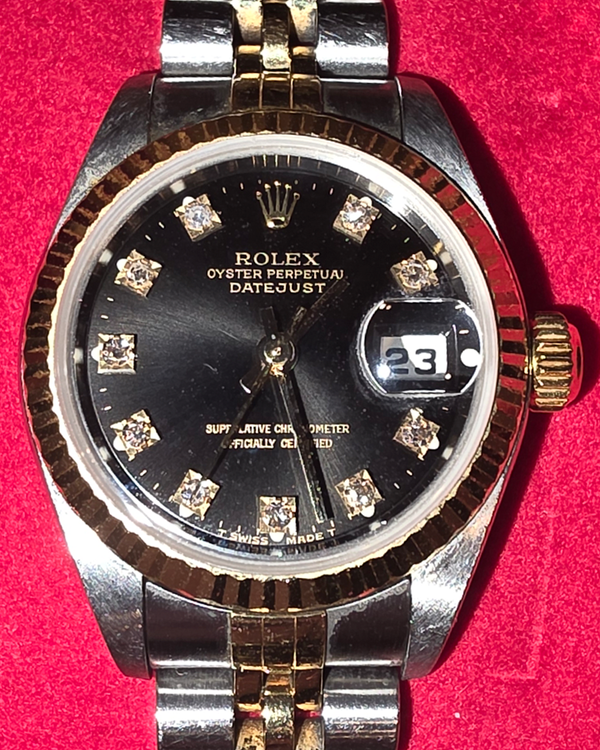2004 Rolex Lady-Datejust 26MM Black Dial Two-Tone Jubilee Bracelet (79173)