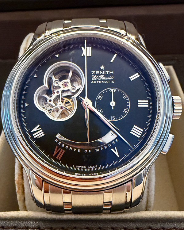 Zenith El Primero Chronomaster 45MM Black Dial Steel Bracelet (03.1260.4021)