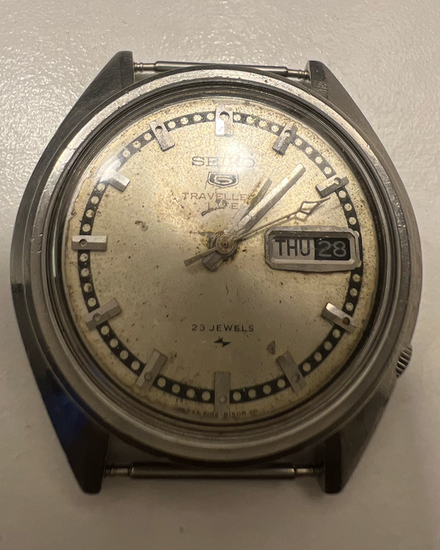 No Reserve - 1968 Seiko 5 38MM Silver Dial Aftermarket Leather Strap (5126-8110)
