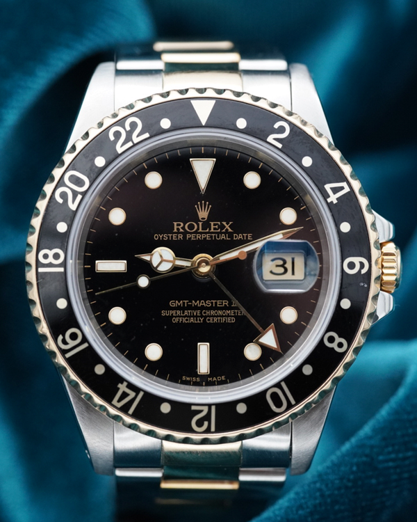 1999 Rolex GMT-Master II 40MM Black Dial Two-Tone Oyster Bracelet (16713)