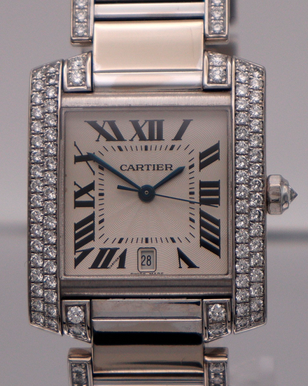 Cartier Tank Française 33MM Silver Dial White Gold Bracelet (WE1003SC)