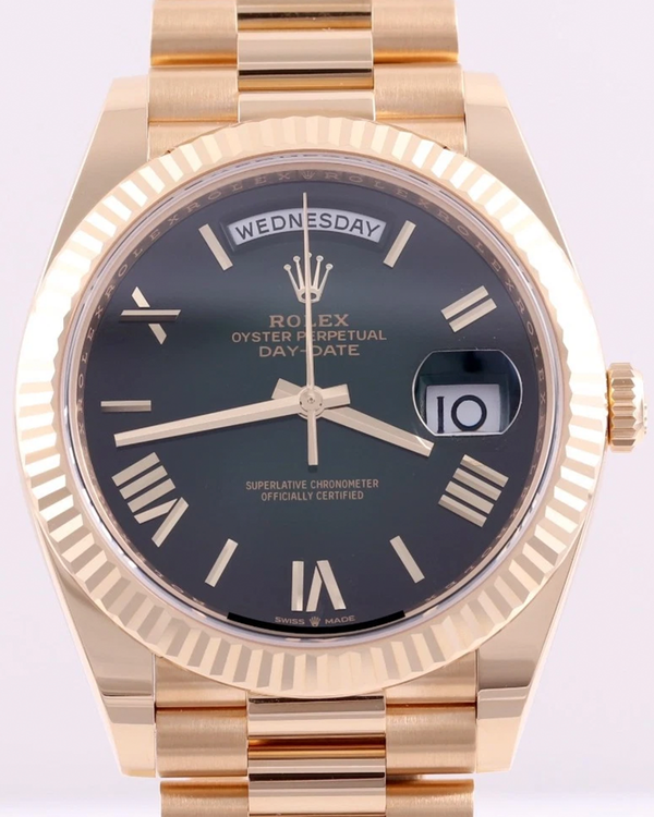 2025 Rolex Day-Date 40MM Green "Ombré" Dial Yellow Gold President Bracelet (228238)