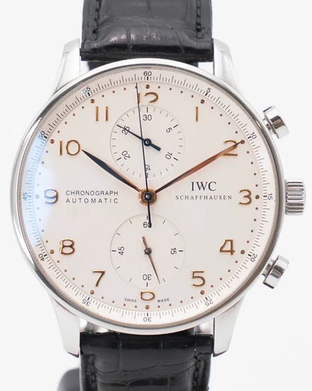 2018 IWC Schaffhausen Portugieser Chronograph 41MM Silver Dial Leather Strap (IW371401)
