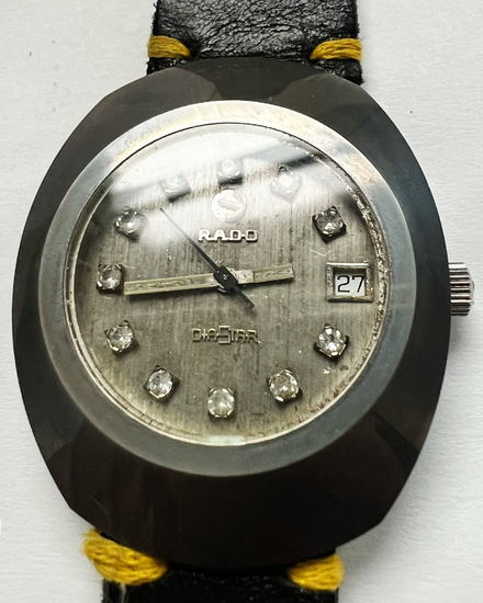 No Reserve - 1970 Rado Diastar 35MM Grey Dial Aftermarket Leather Strap (623.0001.3)
