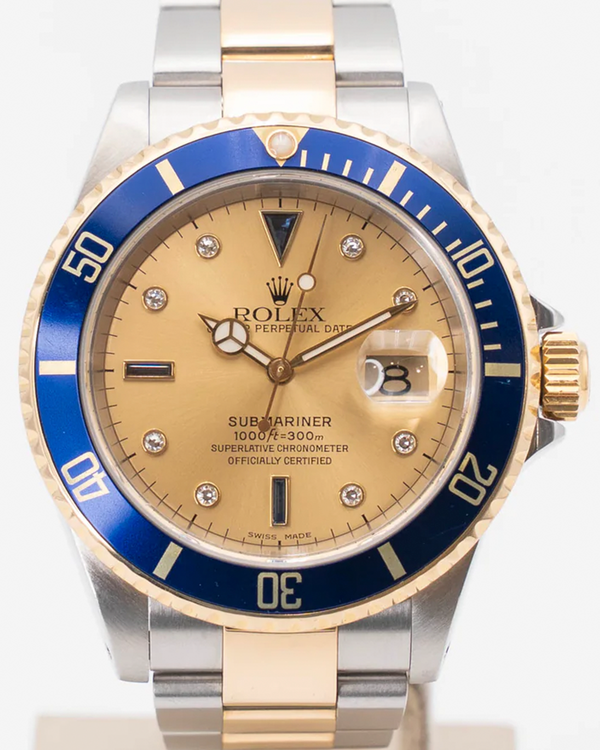 Rolex Submariner Date "Bluesy" 40MM Champagne "Serti" Dial Two-Tone Oyster Bracelet (16613LB)