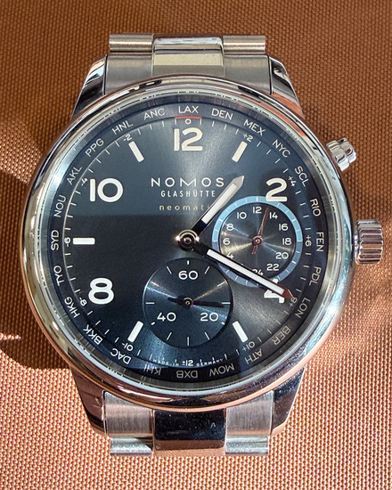 2025 NOMOS Glashutte Club Sport Neomatik Worldtimer 40MM Blue Dial Steel Bracelet (790)