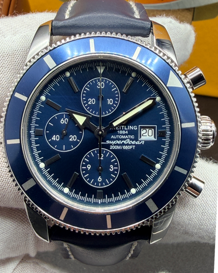 Breitling Superocean Heritage Chronograph 46MM Blue Dial Leather Strap (A13320)