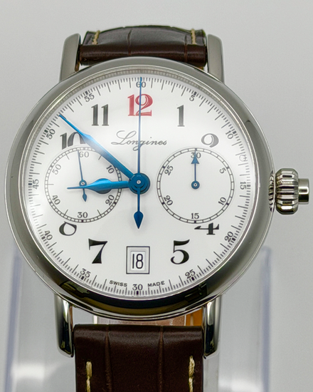 2025 Longines Heritage Mono Pusher Chronograph "180th Anniversary" S.E. 40MM White Dial Leather Strap (L2.775.4.23.3)