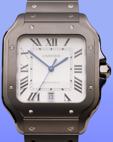 No Reserve - 2025 Cartier Santos De Cartier 39.8MM Silver Dial Titanium Bracelet (WSSA0089)