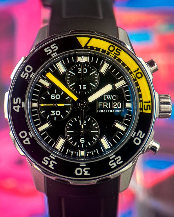 2014 IWC Schaffhausen Aquatimer Chronograph 44MM Black Dial Rubber Strap (IW376709)