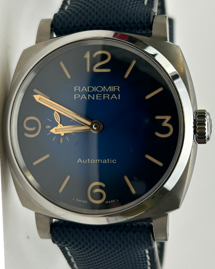 No Reserve - 2020 Panerai Radiomir Mediterraneo L.E. 45MM Blue Dial Leather Strap (PAM01078)