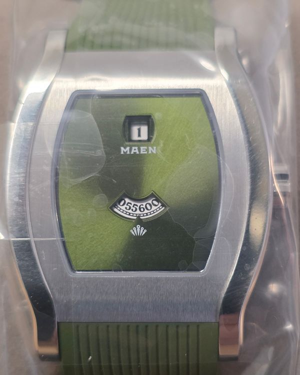 2025 Maen Grand Tonneau Jump Hour 34MM Green Dial Rubber Strap (MNL.02)
