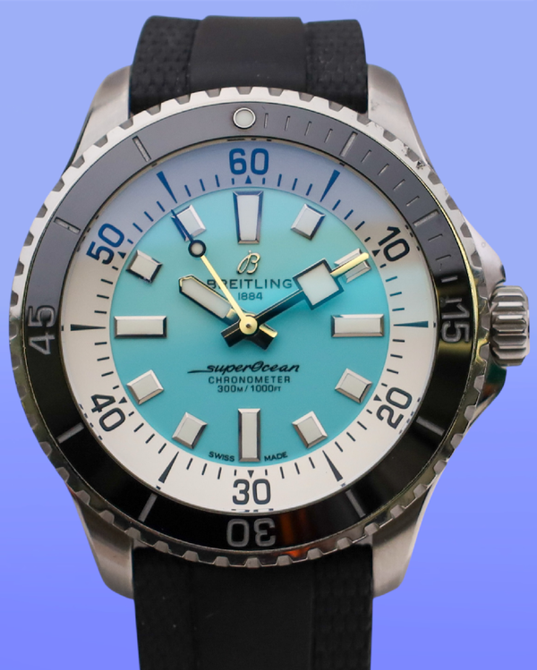 Breitling Superocean 44MM Turquoise Dial Rubber Strap (A17376)
