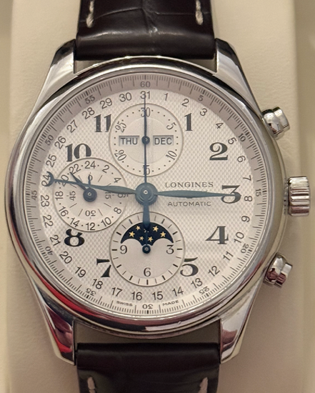 2014 Longines Master Collection Retrograde 44MM Silver Dial Leather Strap (L2.717.4.78.3)