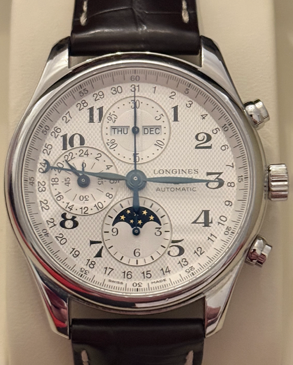 2014 Longines Master Collection Retrograde 44MM Silver Dial Leather Strap (L2.717.4.78.3)