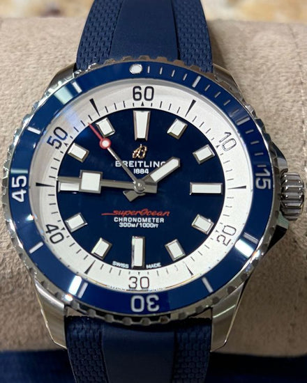 2025 Breitling Superocean 42MM Blue Dial Rubber Strap (A17375)