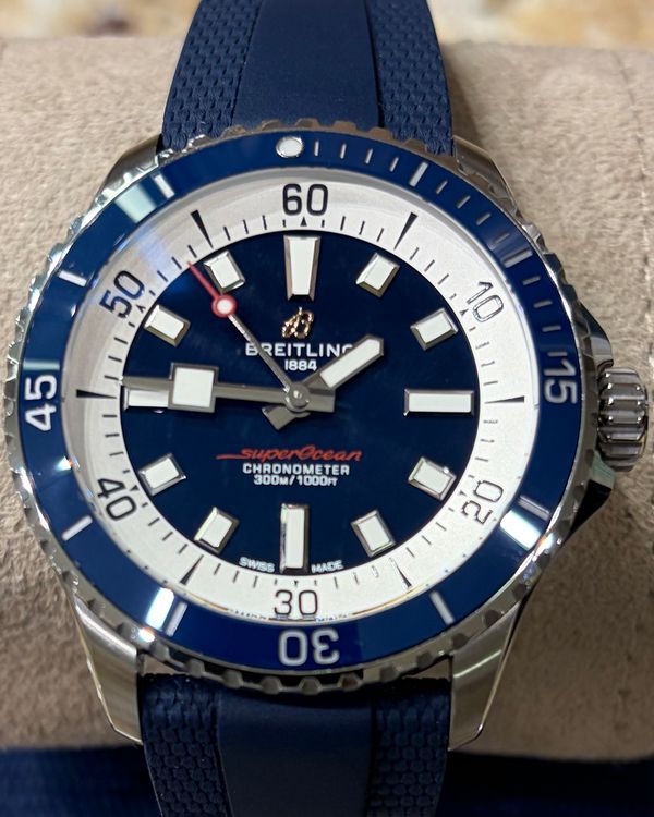 2025 Breitling Superocean 42MM Blue Dial Rubber Strap (A17375)