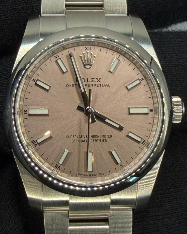 No Reserve - 2022 Rolex Oyster Perpetual 34MM Pink Dial Oyster Bracelet (124200)