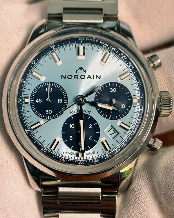 2025 Norqain Freedom 60 Chrono 40MM Sky Blue Dial Steel Bracelet (N2201.19S01.A03)