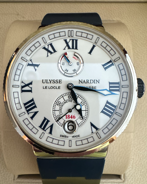 Ulysse Nardin Marine Chronometer Manufacture 43MM White Dial Rubber Strap (1183-126/40)