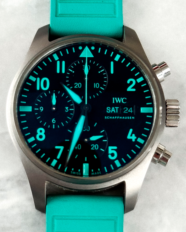 2022 IWC Schaffhausen Pilot Chronograph "Mercedes AMG Petronas F1" 41MM Black Dial Rubber Strap (IW388108)