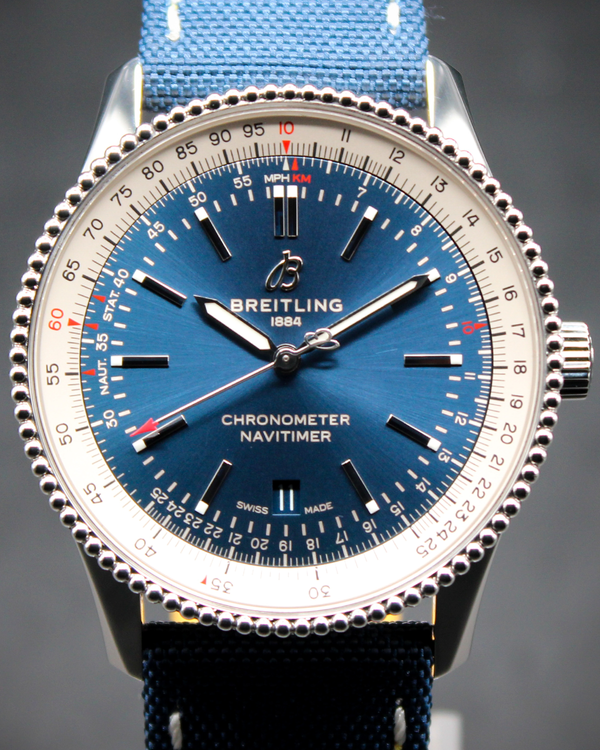 No Reserve - Breitling Navitimer 41MM Blue Dial Aftermarket Textile Strap (A17326)