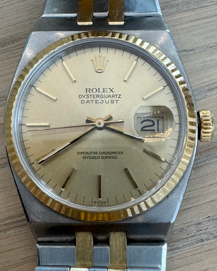 1987 Rolex Datejust Oysterquartz 36MM Quartz Champagne Dial Two-Tone Oysterquartz Bracelet (17013)
