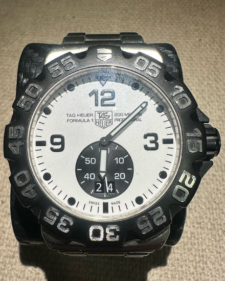 No Reserve - 2013 Tag Heuer Formula 1 44MM Quartz White Dial Steel Bracelet (WAH1011)
