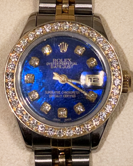 No Reserve - Rolex Lady-Datejust 26MM Aftermarket Blue Dial Two-Tone Jubilee Bracelet (69173)