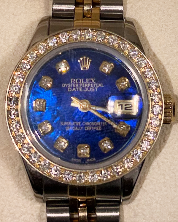 No Reserve - Rolex Lady-Datejust 26MM Aftermarket Blue Dial Two-Tone Jubilee Bracelet (69173)
