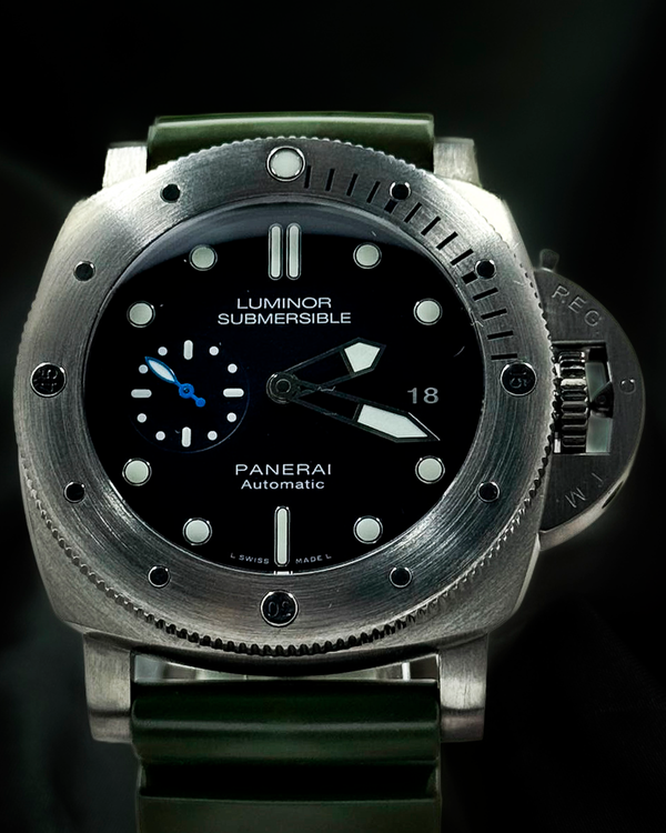 Panerai Submersible Luminor 1950 47MM Black Dial Rubber Strap (PAM01305)
