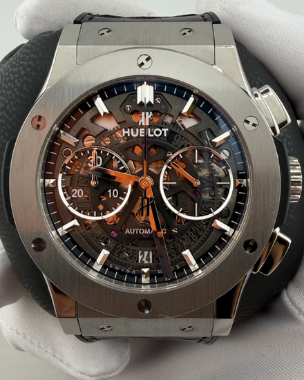 2022 Hublot Classic Fusion Aerofusion 45MM Skeleton Dial Leather Strap (525.NX.0170.LR)