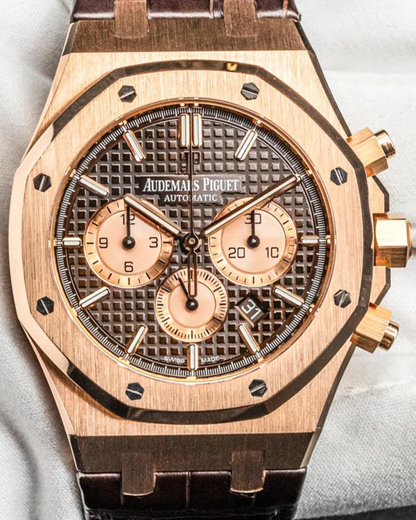 2020 Audemars Piguet Royal Oak Chronograph 41MM Chocolate Dial Leather Strap (26331OR)