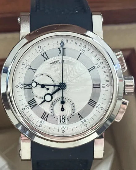 Breguet Marine Chronograph 42.5MM Silver Dial Rubber Strap (5827BB/12/5ZU)