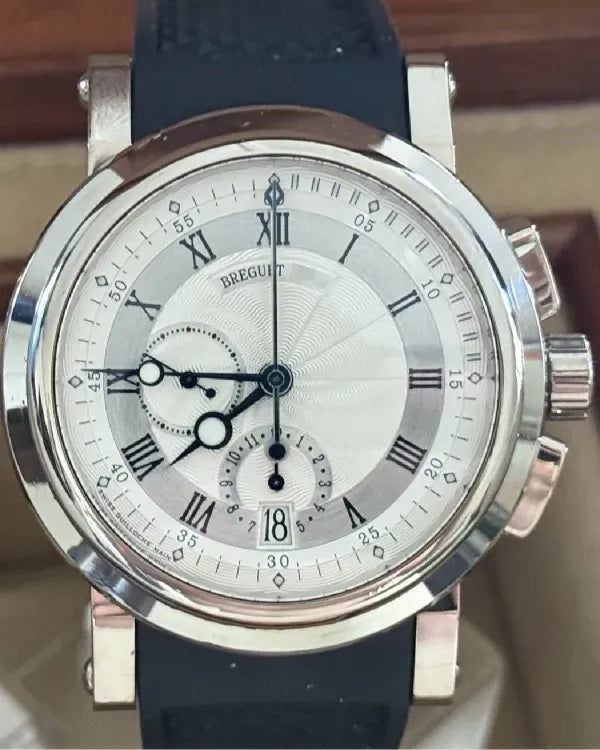Breguet Marine Chronograph 42.5MM Silver Dial Rubber Strap (5827BB/12/5ZU)
