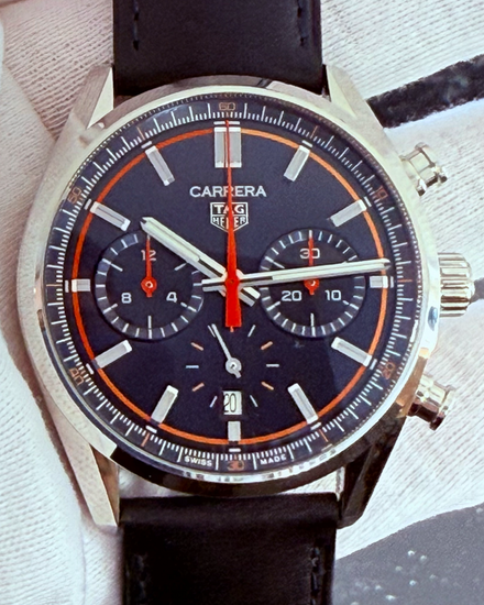 2023 Tag Heuer Carrera Chronograph 42MM Blue Dial Leather Strap (CBN201D.FC6543)